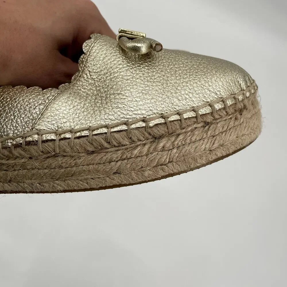 KATE SPADE Gold Loranne Espadrille Slip Ons // 9.5